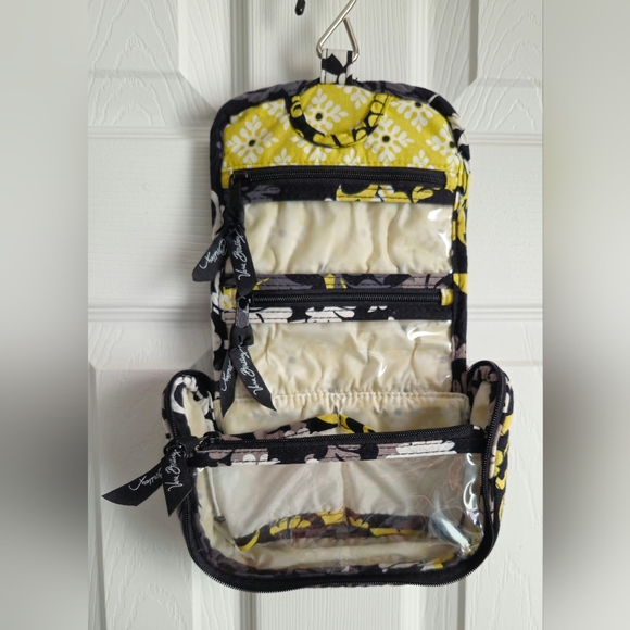 Vera Bradley Black Yellow Button Floral Paisley Tote Bag with Accessories Large - Picture 7 of 16